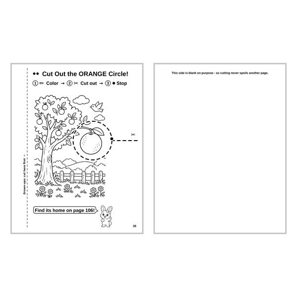 A cutting page and its blank back page side by side