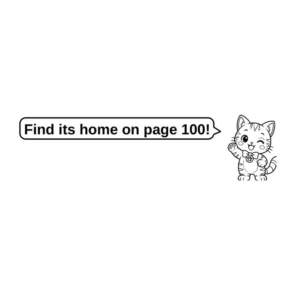 Cat guide saying find its home on page 100