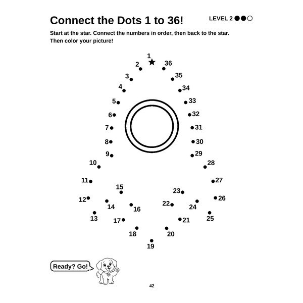 Level 2 page: a rocket with 36 dots