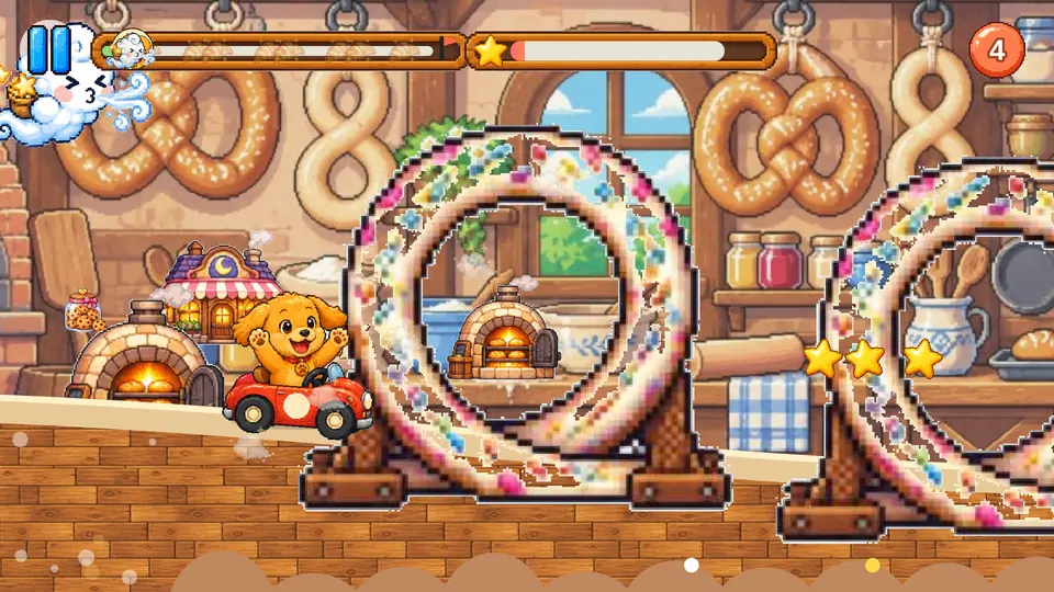 A bakery road with giant pretzel-shaped loops